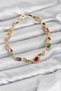 Brass Gold Color Mix Color Zircon Stone Flower Model Women's Bracelet