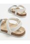 Girls Ivory Buckle Flat Sandals - 4