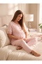 New Season Pink Floral Pattern Summer Nursing-Friendly Design Short Sleeve 100% Cotton Maternity Pajama Set - 7