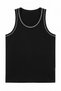 Men's Black and White Ribbed Cotton Combed Cotton Strap T-Shirt - 2