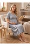 New Season Gray Summer Nightgown with Easy Breastfeeding Feature, Short Sleeves, 100% Cotton Maternity Nightgown - 2