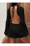 Women's Backless Spanish Sleeve Cotton Mini Knitwear Beach Dress