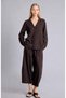 Barrel Fit Elastic Waist Flexible Band Ankle Length Linen Blend Brown Trousers I1195Ax26Hs
