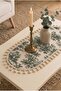Green French Country Patterned Duck Fabric Oval Runner 40X110