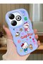 Infinix Smart 8 Compatible Case Camera Protector Blue Silicone Couple Phone Case Kitty Pattern