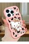 iPhone 14 Pro Compatible Case Camera Protector Pink Silicone Couple Phone Case Kitty Pattern