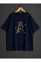 Unisex Guitar Cat Printed Oversized Shirt