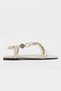 Selene Beige Gold Accessory Detail Cross-Strapped Flat Sole Women's Sandals - 5