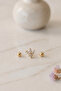 Minimal Lotus and Ball Earring Triple Set - 4