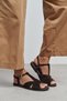 Dessas Bitter Brown Suede Genuine Leather Buckle Detail Flat Sole Open Toe Women's Sandals