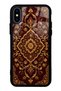 iPhone X Burgundy Glossy Phone Case with Ottoman Gold Design