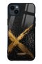 iPhone 14 Plus Golden Leopard X Design Glossy Phone Case