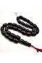 German Misik Rosary 33 Beads 10x14mm Jet Black Barrel Prayer Beads 41.5g Red Cord Tassel