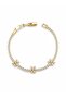 Brass Gold Color Flower Model Zircon Stone Waterway Women's Bracelet Adjustable
