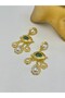 Pearl and Eye Detail Dangle Earrings (Brass Plated) - 2