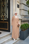 Women's Double Pocketed Muslin Long Kimono with Internal and External Button Fastening Biscuit - 4