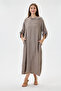 Mink Italian 100% Linen Degaje Collar Folded Long Sleeve Long Linen Dress 38 - 44 Size