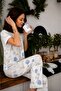 Women's 100% Cotton Combed Patterned Short Sleeve Pajamas Set - 5