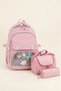 Transparent Luxury Primary-Secondary School Twill 3-Piece Set Bag with Toys, Thermal Lunch Bag and Pen Holder