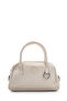 Silver Ring Detailed Women's Crossbody Bag Plain Linen Cream