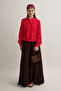 Scarf Belted Waist Shirt Red - 6