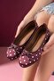 Sintra Burgundy Satin Polka Dot Bow Ballerina Flats - 3