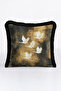 Japanese Crane Bird Pattern Sparkling Fringed Pillowcase-Flying Theme Gold Black Tassel Throw Pillow Cover - 2