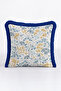 Flower Garden Fringed Pillowcase - Romantic Botanical Bohemian Mustard Navy Blue Tassel Throw Pillow Cover - 2