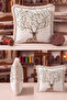 Christmas Deer Motif Fringed Pillowcase - Forest Themed Rustic Mink Cream Tassel Throw Pillow Cover - 7