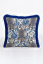 Exotic Tiger Jacquard Fringed Pillowcase-Authentic Bohemian Blue Cream Navy Blue Tassel Throw Pillow Cover - 3