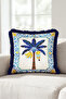 Exotic Tropical Palm Banana Fringe Pillowcase-Bohemian Blue Yellow Navy Blue Tassel Throw Pillow Cover - 6