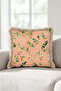 Exotic Bird Botanical Fringe Pillowcase - Elegant Spring Salmon Green Mink Tassel Throw Pillow Cover - 5