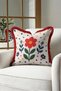 Retro Floral Colorful Speckled Fringed Pillowcase - Floral Cream Red Burgundy Tassel Throw Pillow Cover - 5