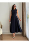 Navy Blue Zero Sleeve Dress with Belt Detail - 2Y2313 - 3
