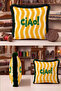 Striped Wavy Design Fringe Pillowcase-Retro Tropical Boho Green Gray Tassel Throw Pillow Cover