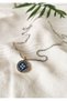 Steel Navy Blue Compass Elite Men's Necklace with Gold Detail - 2