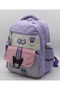 495 Waterproof Fabric Girls' Primary School Bag 3-Piece Set School Bag Lilac Beige - 4