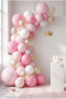 Princess Birthday Balloon Set 20-Piece Pink Macaron Pink White Gold Confetti Party Decoration - 2