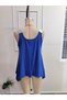 Women's Strappy Round Neck Asymmetrical Cut Detailed Viscose Blouse - 7