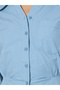 Blue Long Sleeve Gathered Waist Shirt - 3