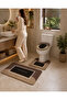 Non-Slip Based Washable 3-Piece Toilet Set Brown Bath Mat – Modern Bathroom Rug - 2