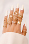 22-Piece Gold Color Women's Ring Set with Heart, Butterfly, Infinity and Pearl Detail - 4
