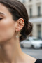 Women's Yellow Color Star and Compass Detailed Zircon Stone Earrings and Cartilage Earring Set - 7