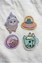 Holographic Laminated Cute Cat Sticker Set of 4 |   Laptop, Notebook, Journal Sticker