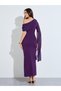 Purple One Shoulder Draped Maxi Dress - 5