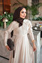 Beige Hidden Button Shirt Skirt Suit - 3