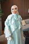 Mint Green Collar Tie Ruffle Chiffon Dress - 4