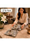 Silver Flower Detailed Square Presentation Tray 22X22 cm Engagement Coffee Tea Dessert Treat Tray - 4