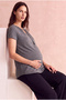 Maternity Maternity Medium Gray Melange Cotton Windowed Round Neck Short Sleeve Inner Undershirt Nursing Blouse Mara - 2