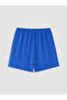 Blue Elastic Waist Women's Beach Shorts - 7